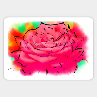Soft Red Rose Bloom In Abstract Watercolor Sticker